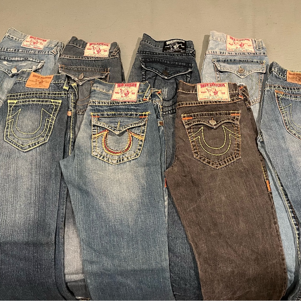True Religion Men’s Jeans (all 36 waist / 34 length) they are all flared style.